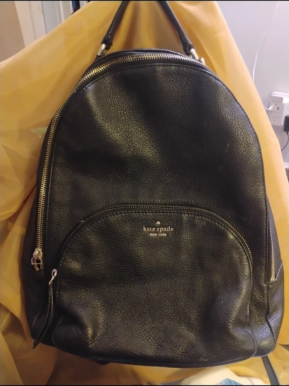 Kate Spade Black Leather Backpack - Sleek Everyday Bag For Men Or Women.